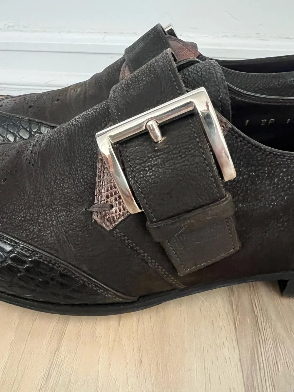 Prada Brown Croc Leather Buckle Loafers Italy Size 8 Men’s